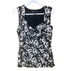 Floral Black and White Sleeveless Top